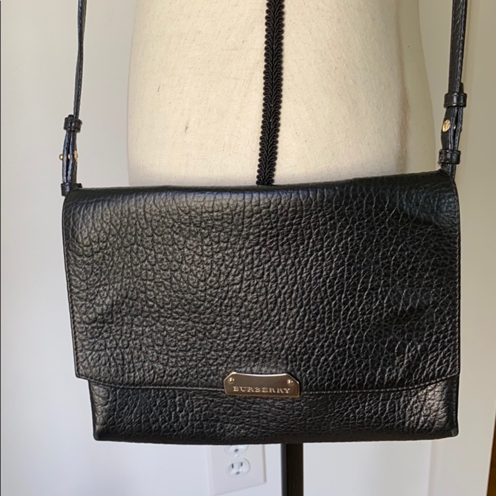 Burberry Black Pebbled Leather Crossbody Authentic